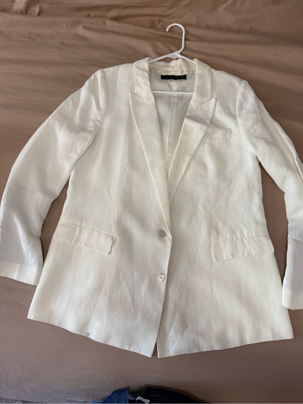 Zara Ivory Linen Blazer | Oversized Relaxed Fit | Coastal Preppy